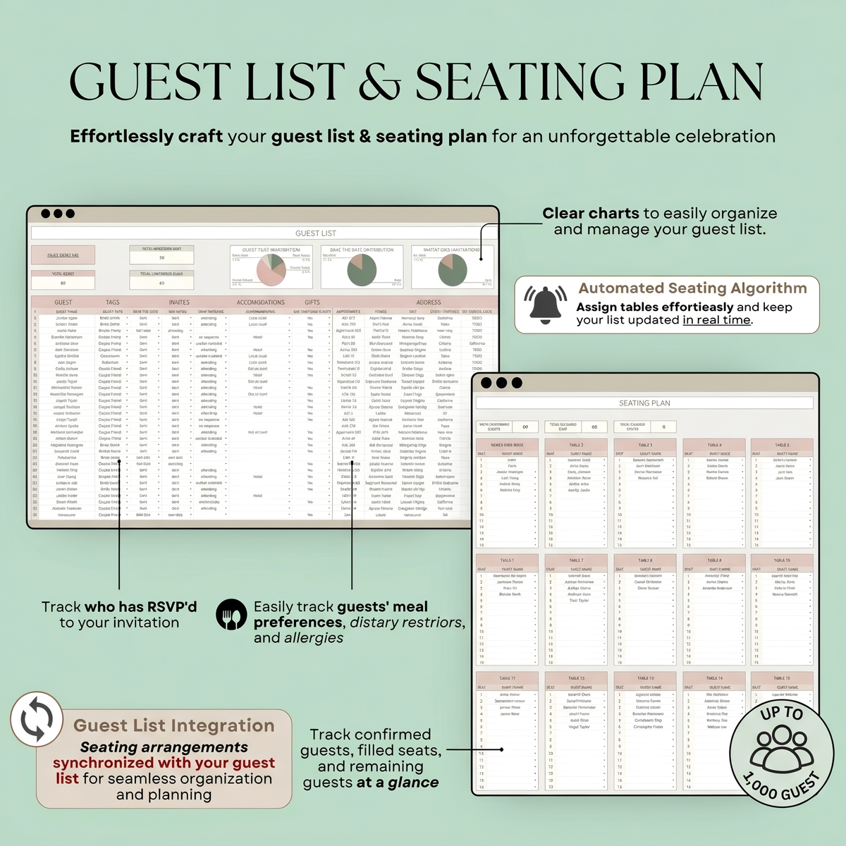Wedding Planner Spreadsheet for Google Sheets + Bonus Interactive Desktop App