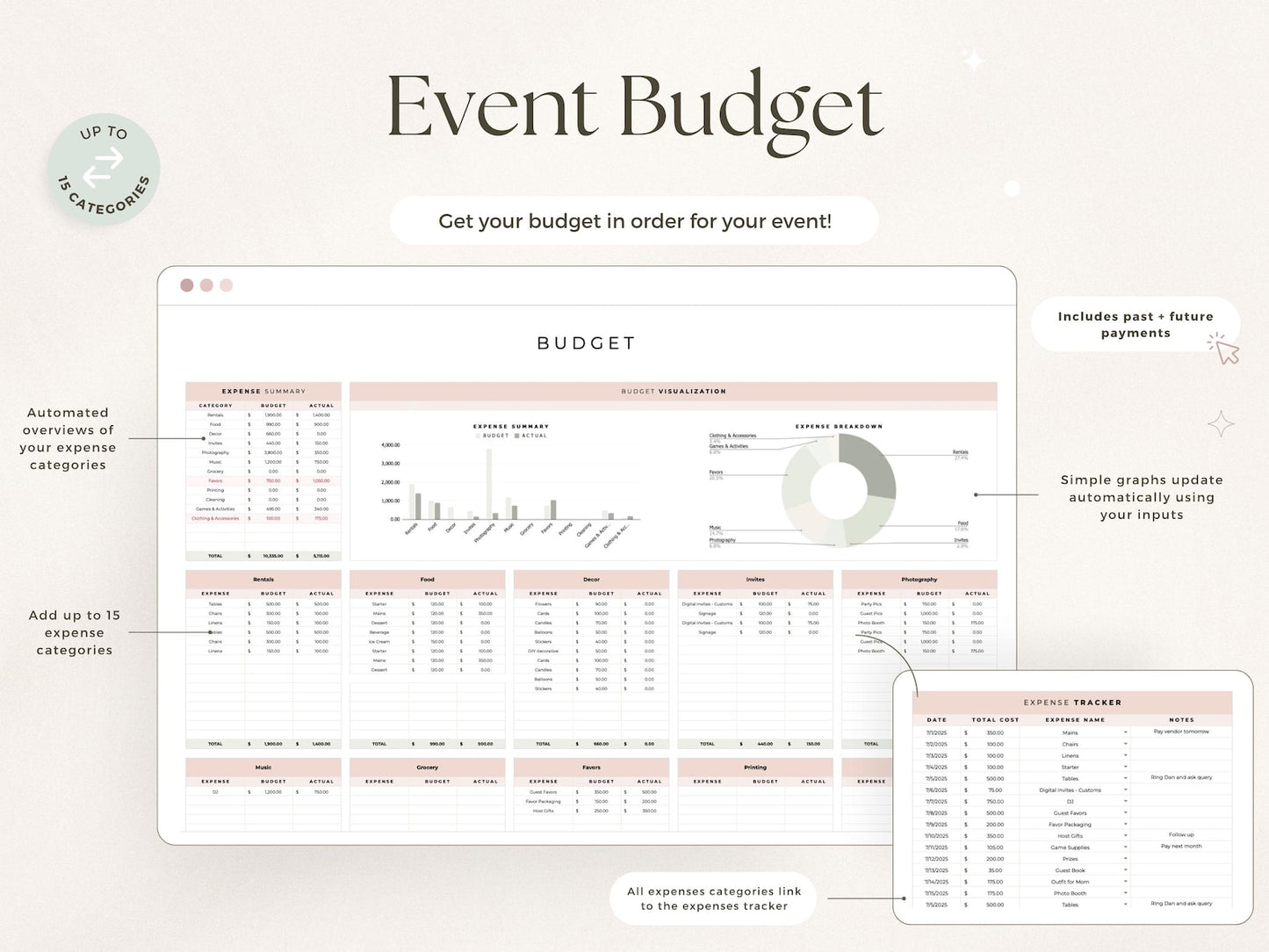 Event Planner Spreadsheet for Google Sheets
