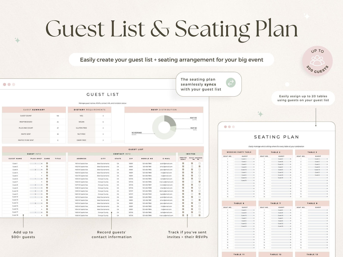 Event Planner Spreadsheet for Google Sheets