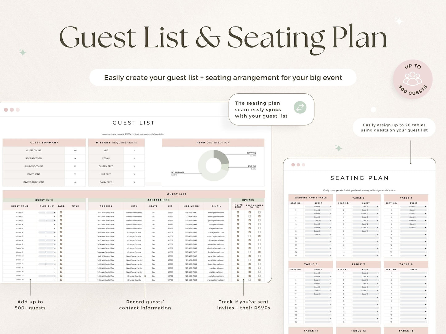 Event Planner Spreadsheet for Google Sheets