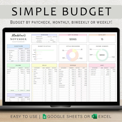 Budget Planner Spreadsheet for Google Sheets