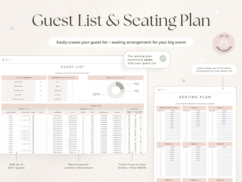Event Planner Spreadsheet for Google Sheets