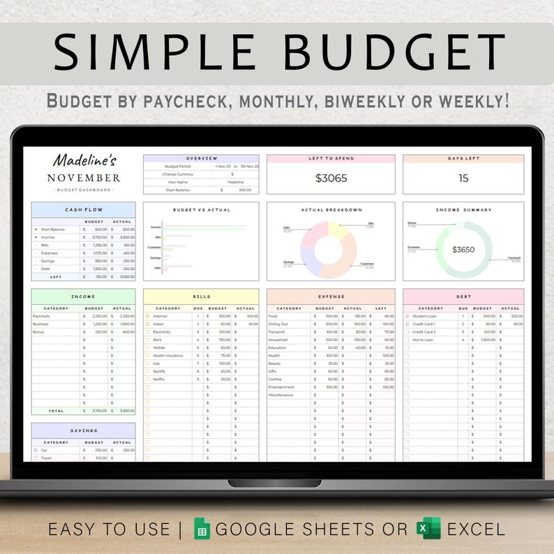 Budget Planner Spreadsheet for Google Sheets
