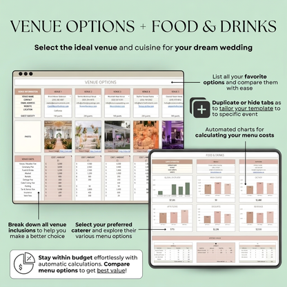 Wedding Planner Spreadsheet for Google Sheets + Bonus Interactive Desktop App